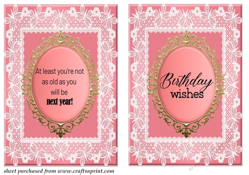 2 Pink Birthday card front/inserts