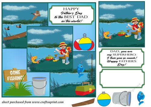 3 Panel Fathers day fishing card front