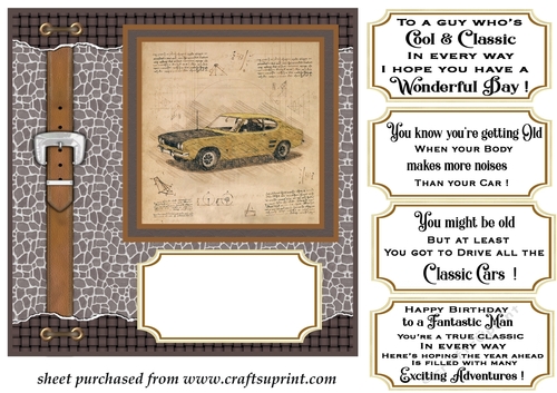 Sketched rustic vintage car card front 1
