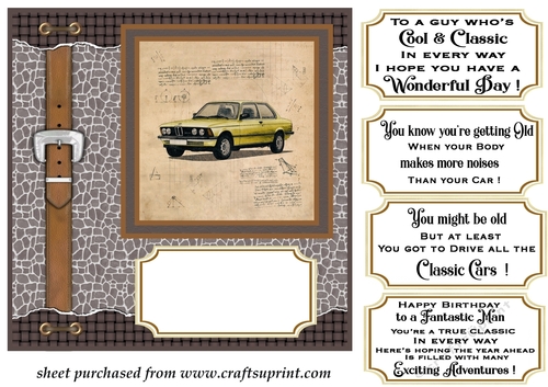 Sketched rustic vintage car card front 2