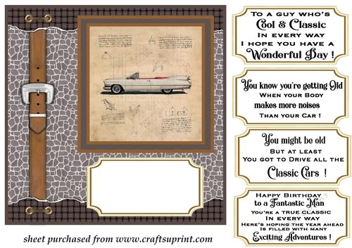 Sketched rustic vintage car card front 3