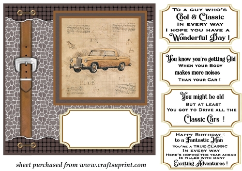 Sketched rustic vintage car card front 6