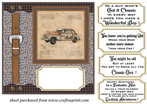 Sketched rustic vintage car card front 7