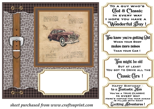 Sketched rustic vintage car card front 8