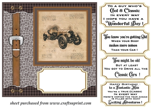 Sketched rustic vintage car card front 9