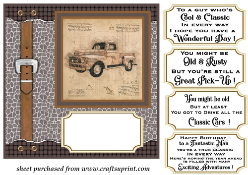 Sketched rustic vintage car card front 10