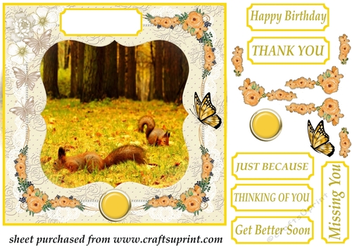 Floral squirrel card front 1