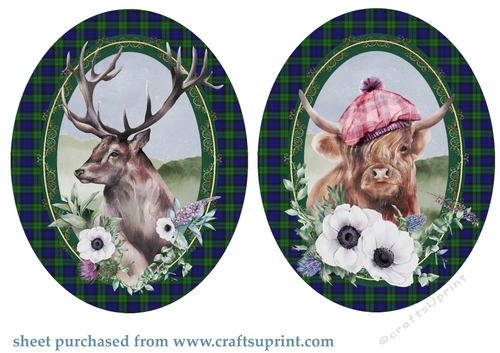 2 Oval tartan floral animal toppers 2