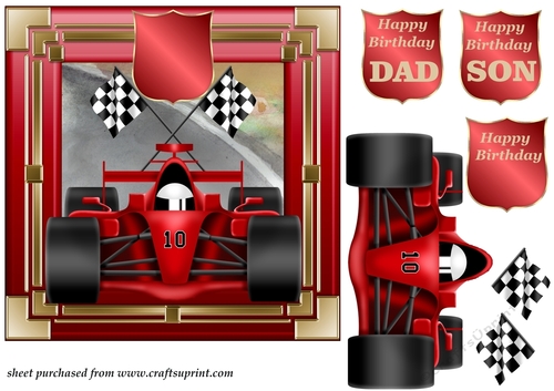 Red F1 Birthday card front