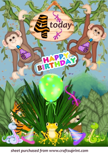 Age 4 Jungle birthday topper