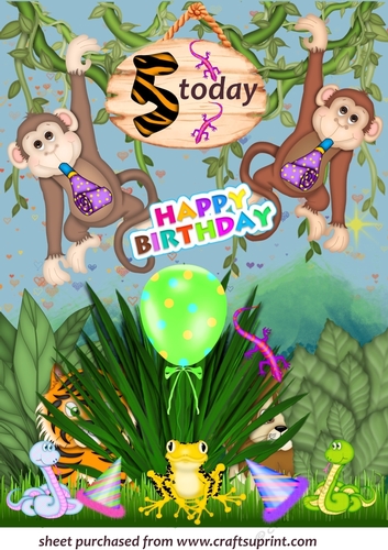 Age 5 Jungle birthday topper