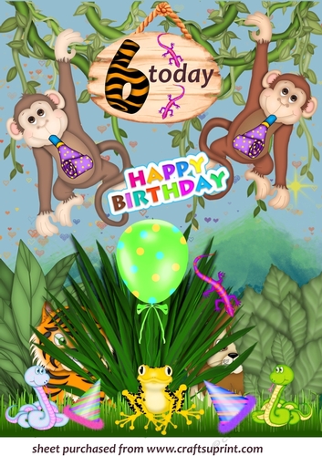 Age 6 Jungle birthday topper