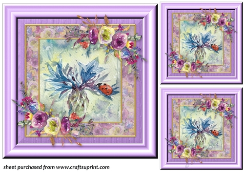 3 Lilac ladybird card front/toppers