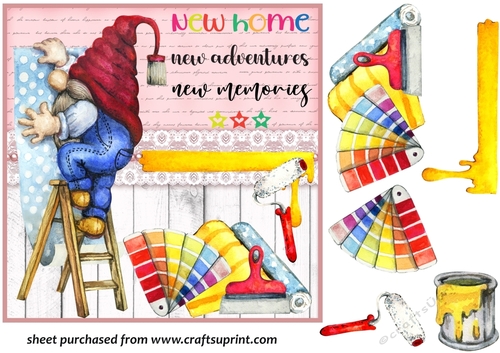 New home decorating gnome card front 1