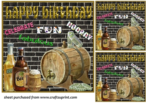 3 Birthday beers card front/toppers(wall)