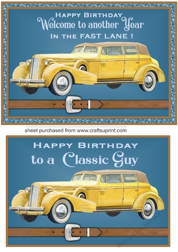 Blue classic car card front 2