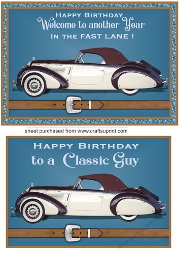 Blue classic car card front 4