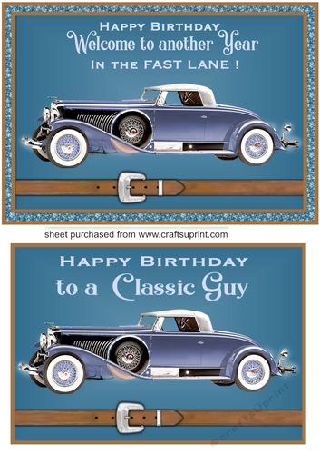 Blue classic car card front 6