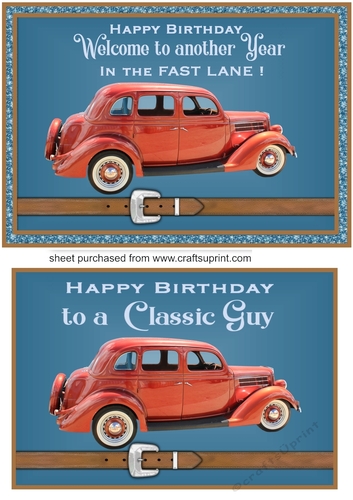Blue classic car card front 7