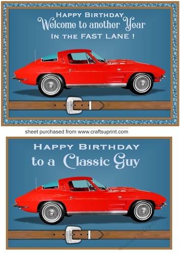 Blue classic car card front 9