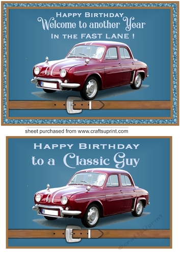 Blue classic car card front 10