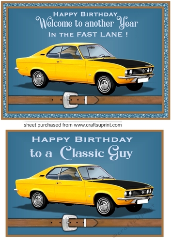 Blue classic car card front 12
