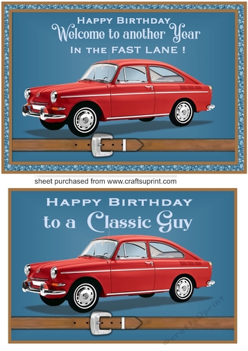 Blue classic car card front 13