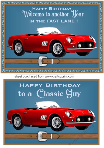 Blue classic car card front 14
