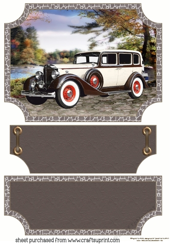 Brown vintage scene car topper and stopper(blank message)1