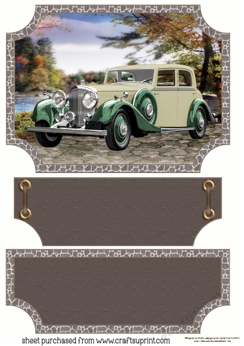 Brown vintage scene car topper and stopper(blank message)2