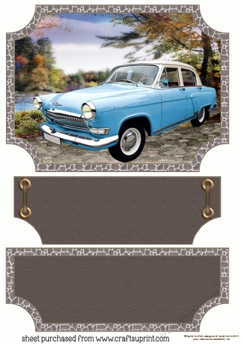 Brown vintage scene car topper and stopper(blank message)3