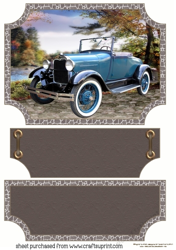 Brown vintage scene car topper and stopper(blank message)4