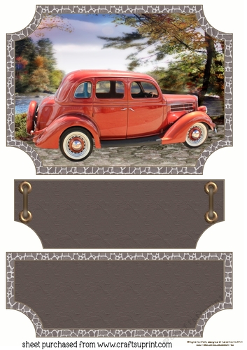 Brown vintage scene car topper and stopper(blank message)5
