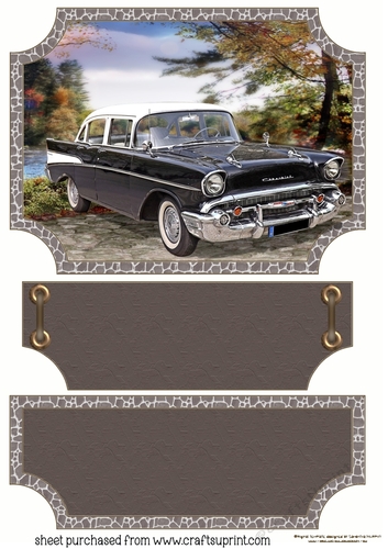 Brown vintage scene car topper and stopper(blank message)6