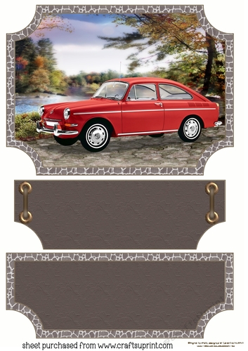 Brown vintage scene car topper and stopper(blank message)10