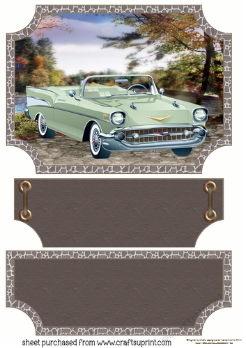 Brown vintage scene car topper and stopper(blank message)11