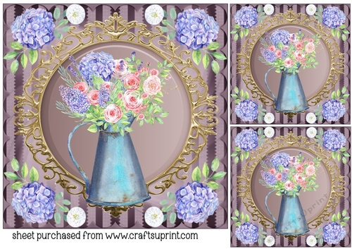 3 Floral jug card front/toppers
