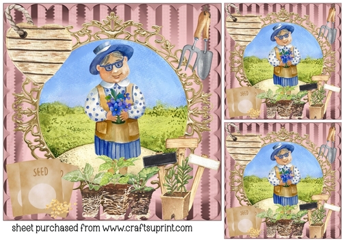 3 Grandmas garden card front/toppers