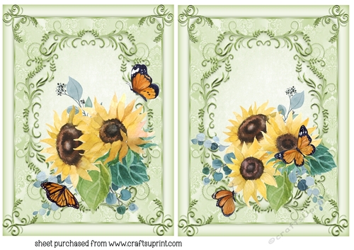 2 Green sunflower and butterfly card fronts 1