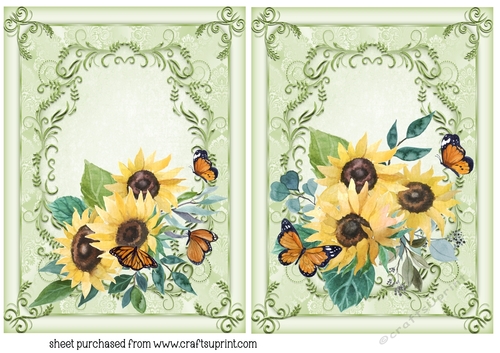 2 Green sunflower and butterfly card fronts 2