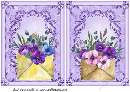 2 Lilac floral envelope card fronts