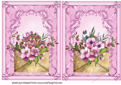 2 Pink floral envelope card fronts