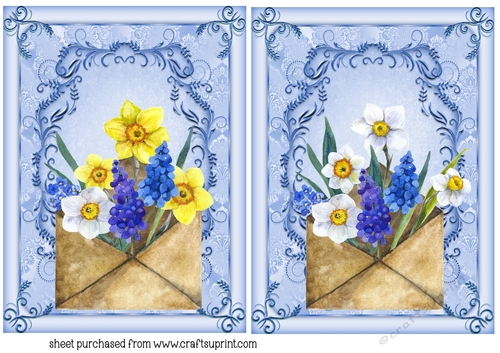 2 Blue floral envelope card fronts