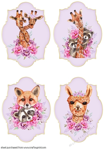 4 Lilac floral friends toppers