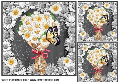 3 Black and white daisy card front/toppers 2