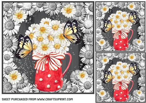 3 Black and white daisy card front/toppers 4