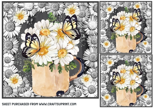 3 Black and white daisy card front/toppers 5