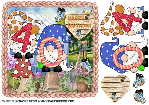 Age 40 garden gnome card front