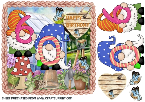Age 60 garden gnome card front