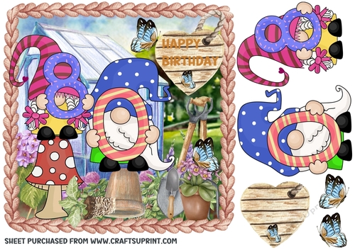 Age 80 garden gnome card front